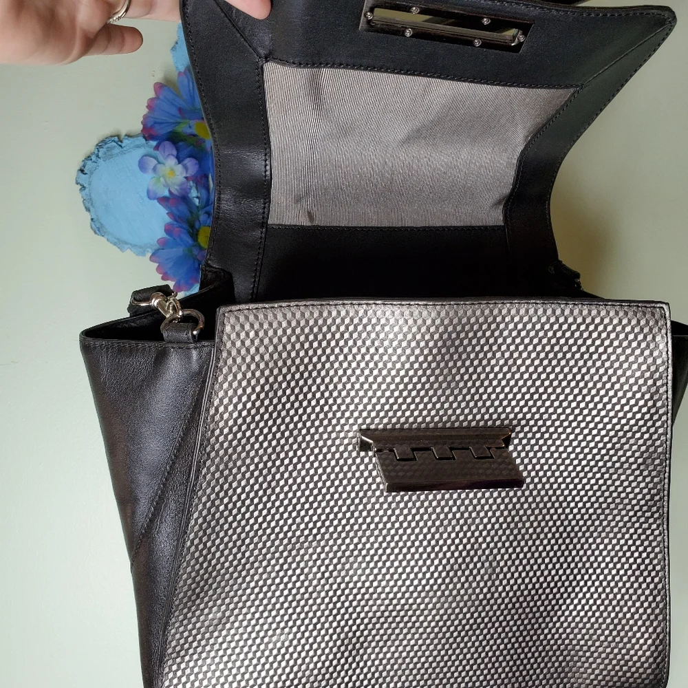 Zac Posen Black and Gunmetal Eartha Satchel